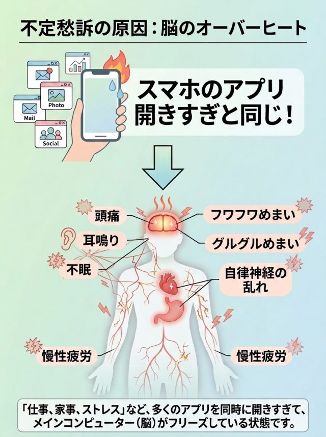 スマホのアプリ開きすぎ＝脳のオーバーヒートのイメージ